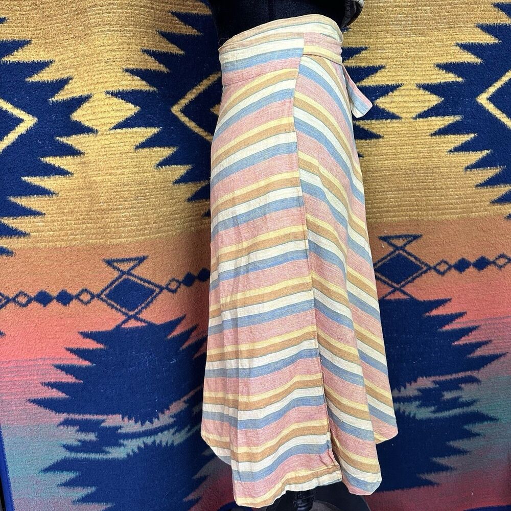 Vintage 70’s Modern Junior Cotton Wrap Around Skirt. Large. Boho. Rare Vintage. - Picture 4 of 16